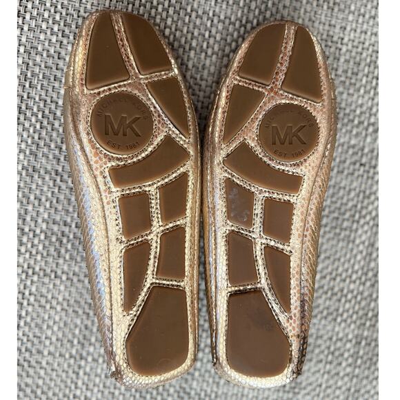 MICHAEL KORS  Fulton MK Leather Snake Texture Ballerinas Driving Flat Moc Gold 7 - Picture 5 of 5